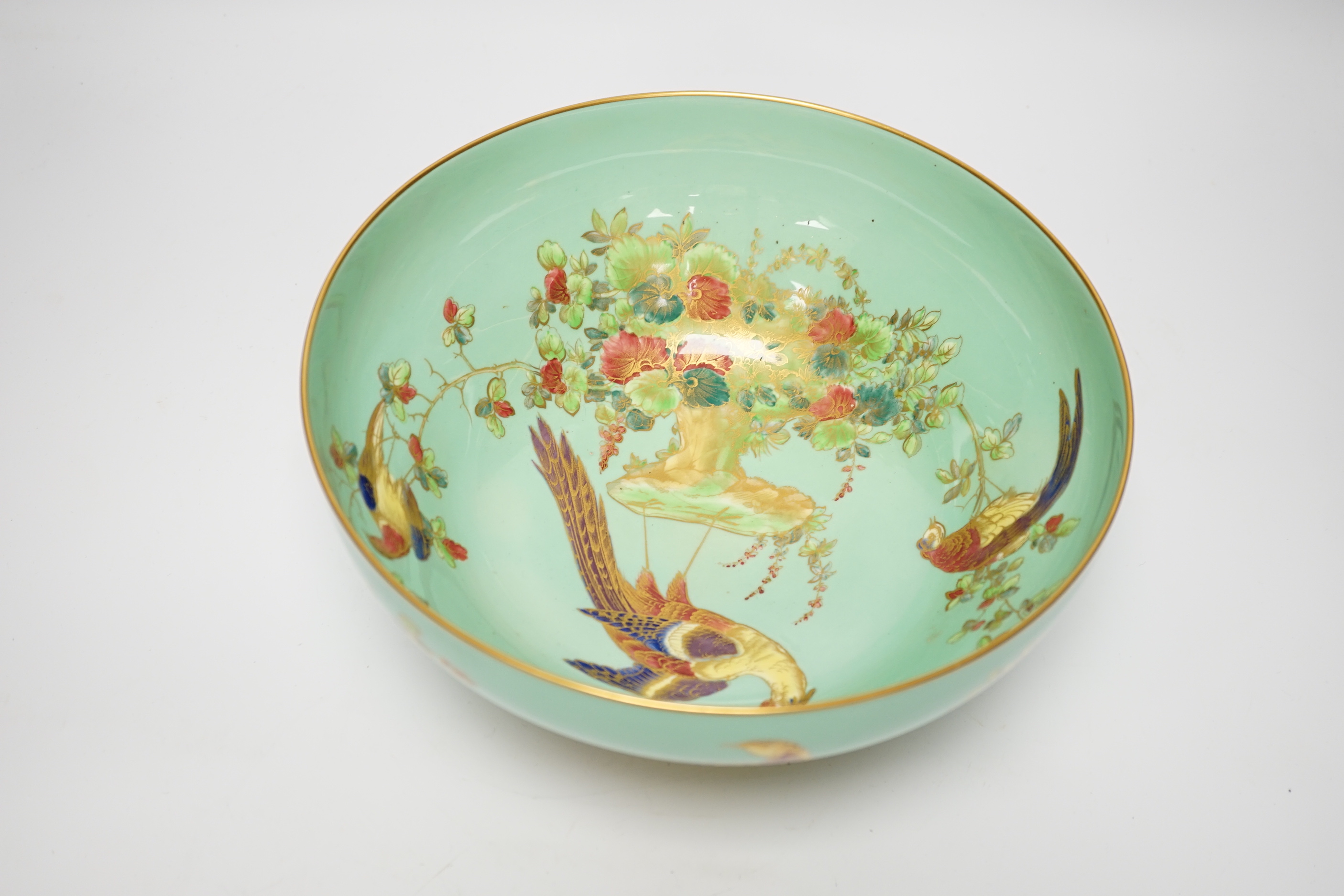 A 20th century Spode turquoise and gilt bowl, 26cm diameter